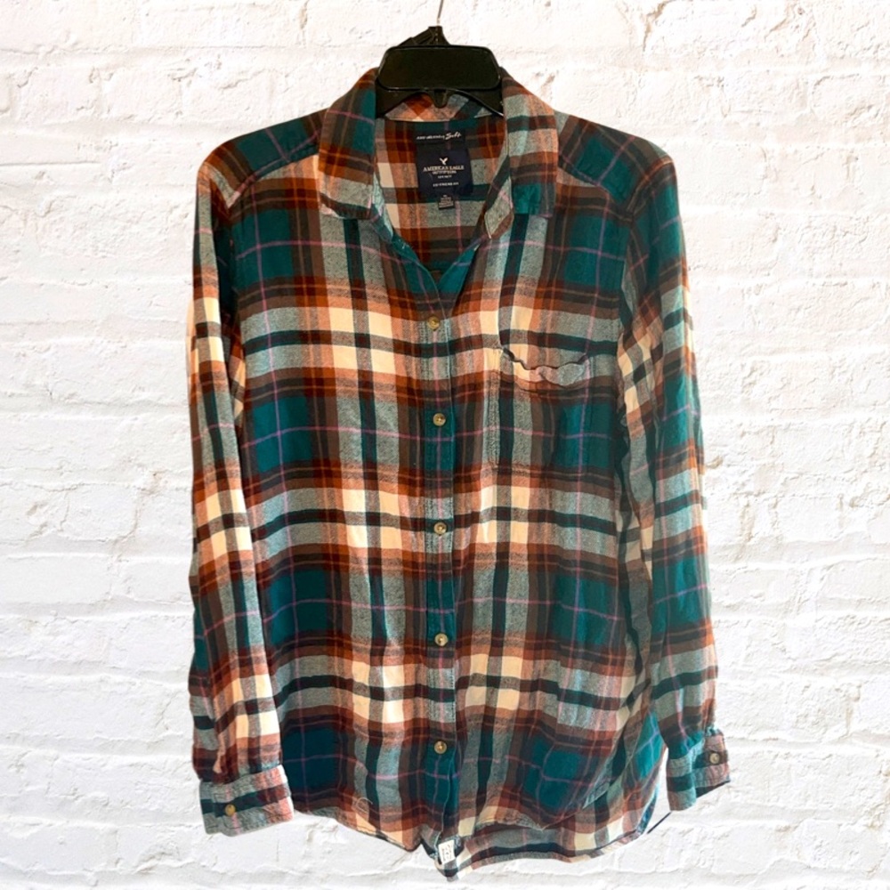 American Eagle Boyfriend Plaid Shirt XL *So soft!*